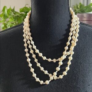 Classic Cream Rope Strand freshwater pearl Necklace
